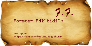 Forster Fábián névjegykártya